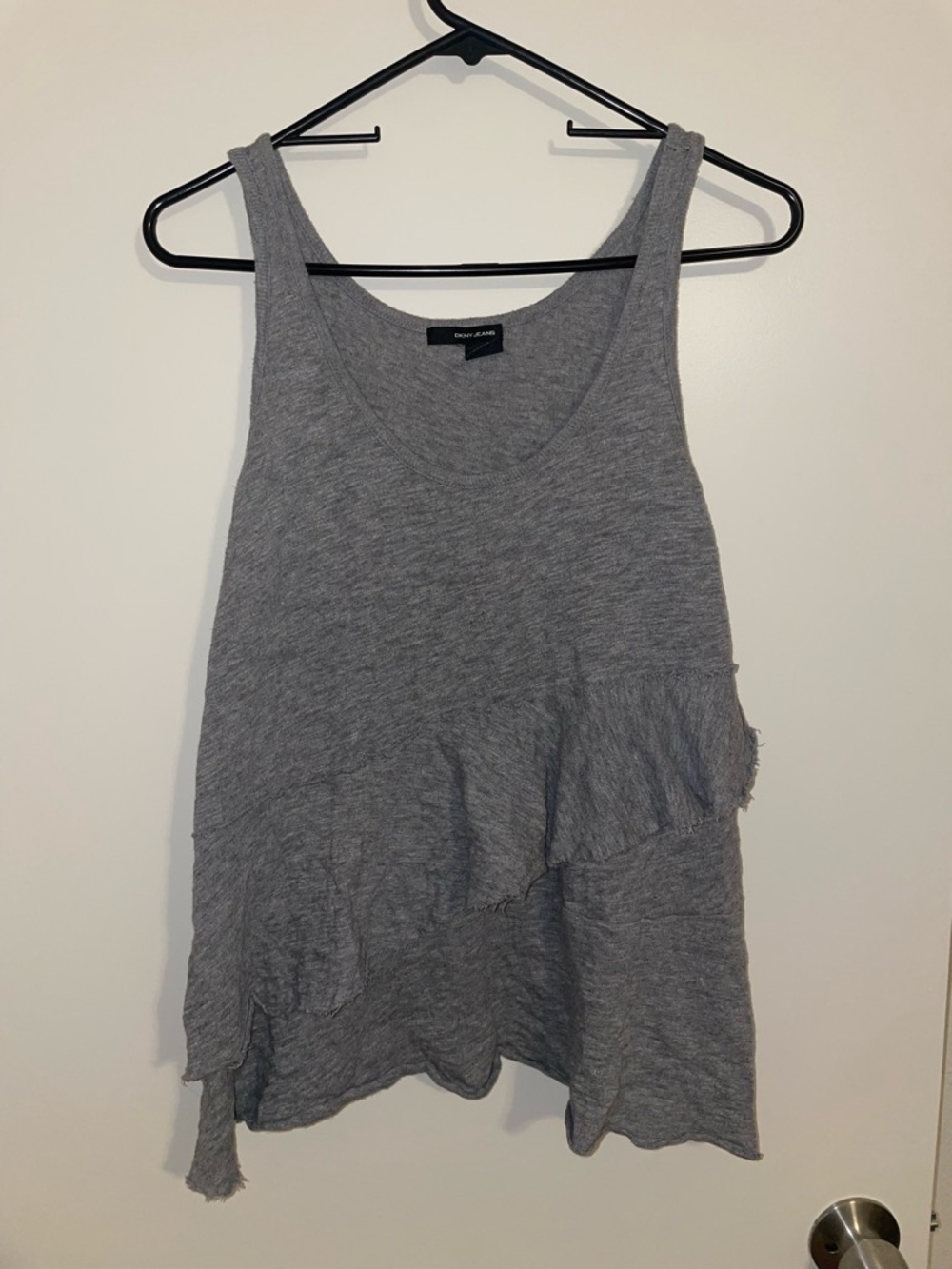DKNY Gray Ruffle-Hem Tank Top